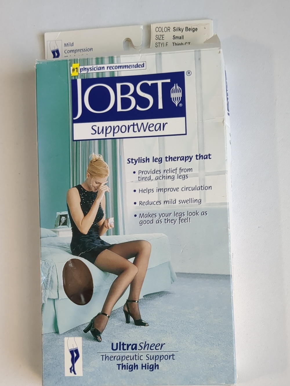 Jobst Ultrasheer Mild Compression Thigh High Stocking Silky Beige 8-15 mmHg Sz S